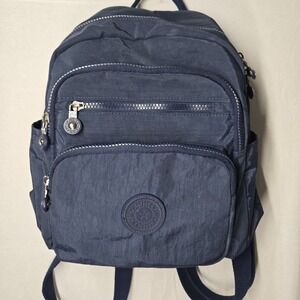 Leisi Jiani Nylon Mini Backpack Dark Blue 13x11"‎ Multi Pockets EUC Clean